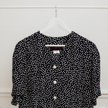 Charger l'image dans la galerie, usure studio - robe longue pois bleu marine blanc vintage