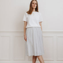 Charger l'image dans la galerie, usure studio - jupe plissée pois bleu marine blanc vintage