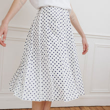 Charger l'image dans la galerie, usure studio - jupe plissée pois bleu marine blanc vintage