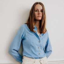 Charger l'image dans la galerie, usure studio - chemisier-suedine-bleu-ciel-vintage