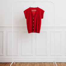 Charger l'image dans la galerie, usure studio -gilet-rouge-vintage-cardigan