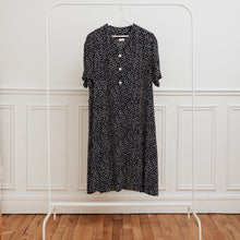 Charger l&#39;image dans la galerie, usure studio - robe longue pois bleu marine blanc vintage
