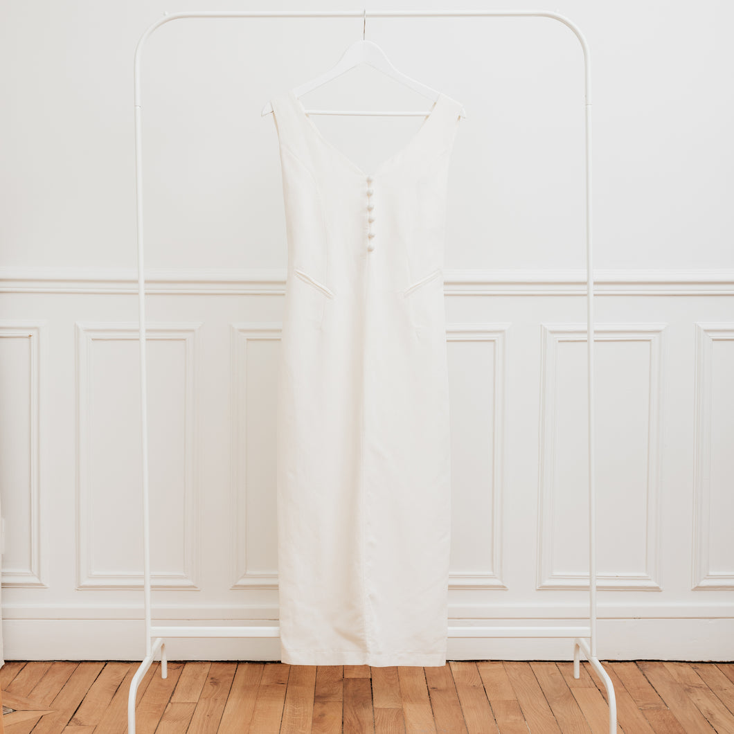 usure studio -robe-longue-blanche-ceremonie-vintage