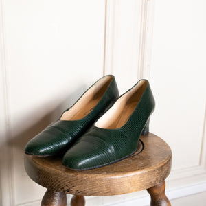 usure studio - chaussures cuir vert sapin vintage