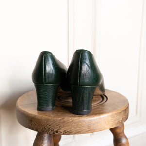 usure studio - chaussures cuir vert sapin vintage