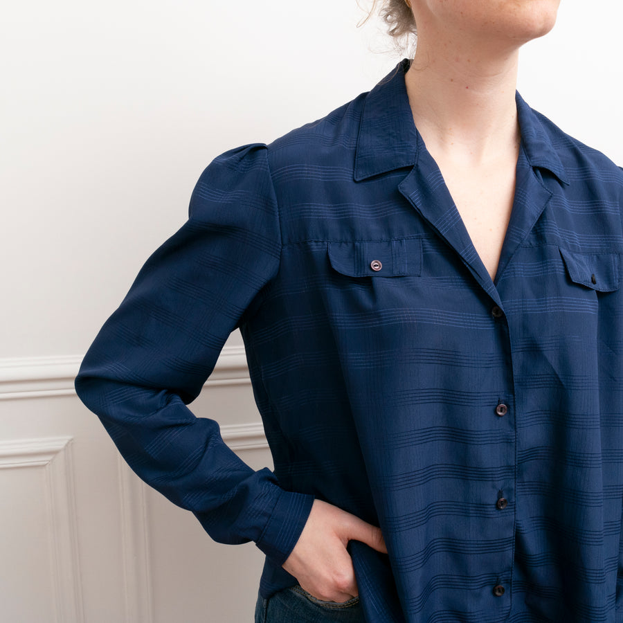 usure studio - blouse-bleu-marine-rayures-vintage