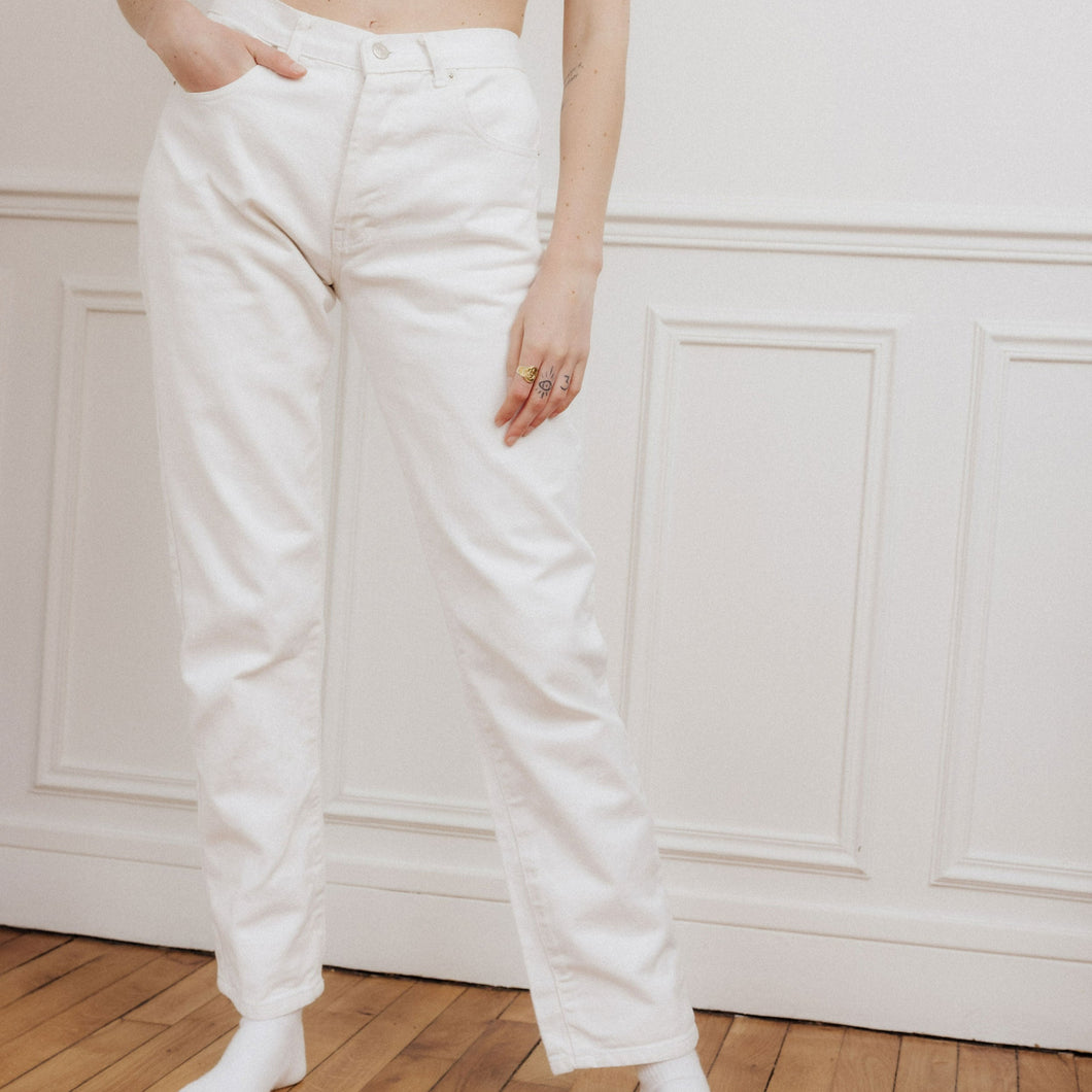 usure studio - jean blanc vintage taille haute
