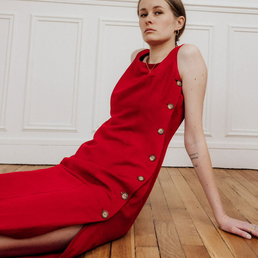 usure studio - robe-rouge-longue-vintage