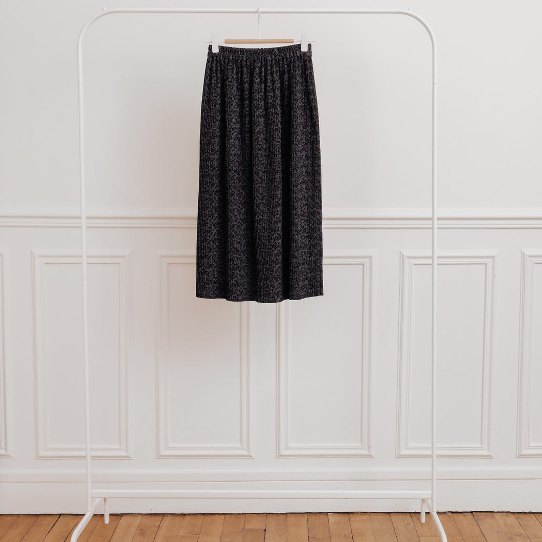 usure studio - jupe plis noir imprimé vintage
