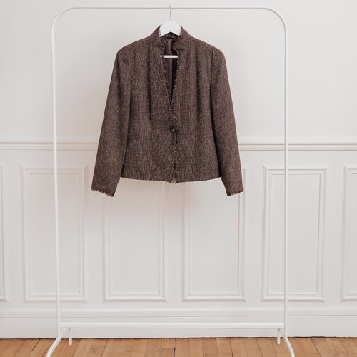 usure studio - veste tweed marron blanc vintage