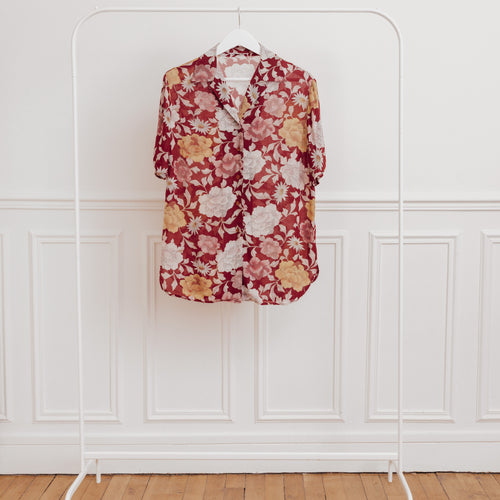 usure studio - blouse loose motif floral bordeaux vintage