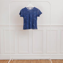 Charger l&#39;image dans la galerie, usure studio - top mesh bleu floral vintage
