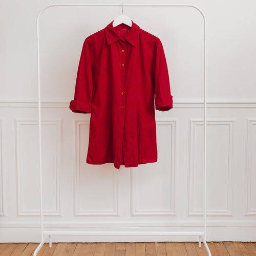 usure studio - blouse tunique rouge lin vintage 