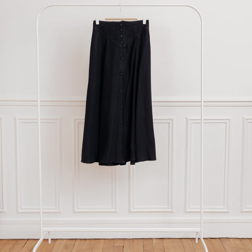usure studio - jupe longue noire boutonnée vintage