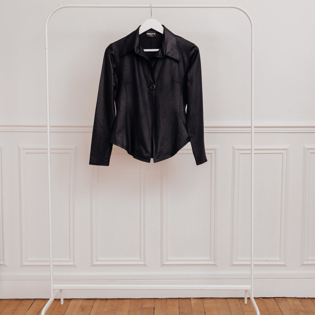 usure studio - veste cintree satin noir vintage