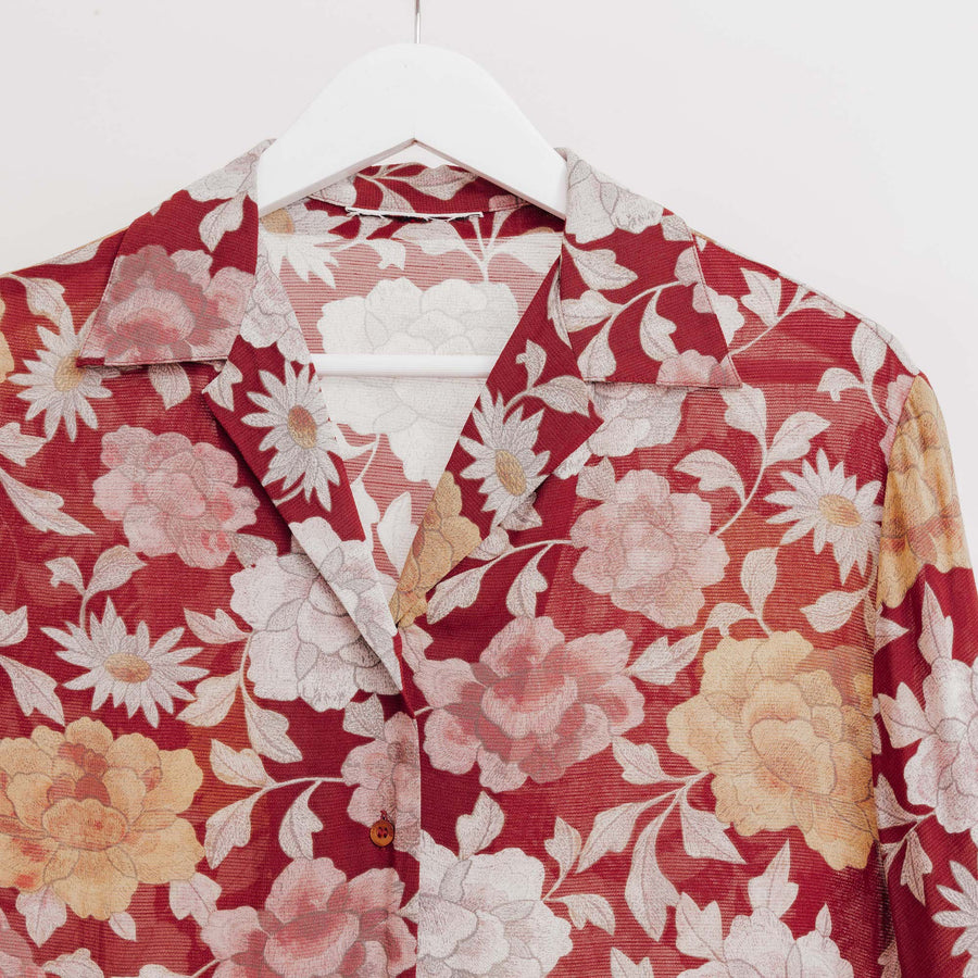 usure studio - blouse loose motif floral bordeaux vintage 1