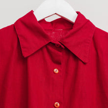 Charger l&#39;image dans la galerie, usure studio - blouse tunique rouge lin vintage 1
