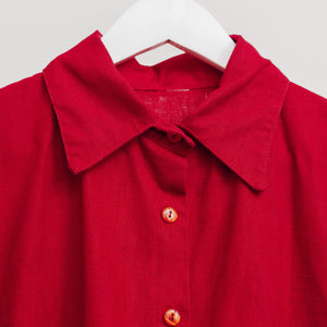 usure studio - blouse tunique rouge lin vintage 1