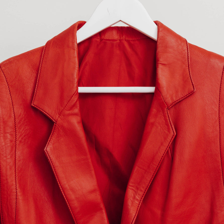 usure studio - veste rouge en cuir vintage 1