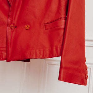 usure studio - veste rouge en cuir vintage 4