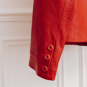 usure studio - veste rouge en cuir vintage 6