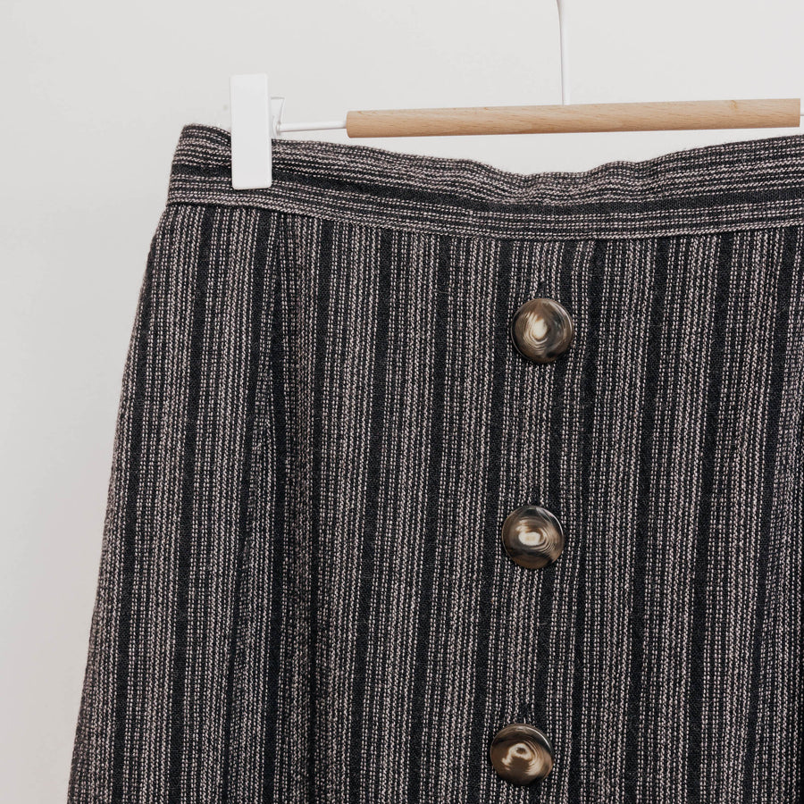 usure studio - jupe laine boutons imprimé rayures vintage 1