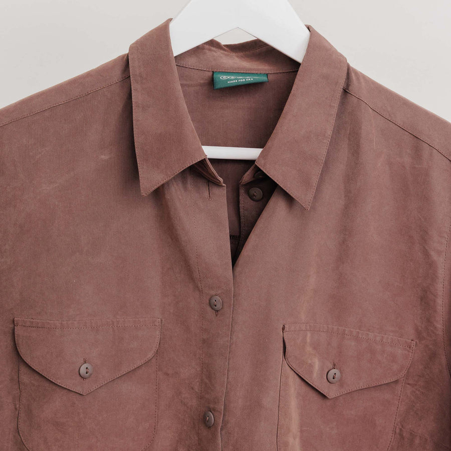 usure studio  - chemise surchemise oversize marron vintage 1