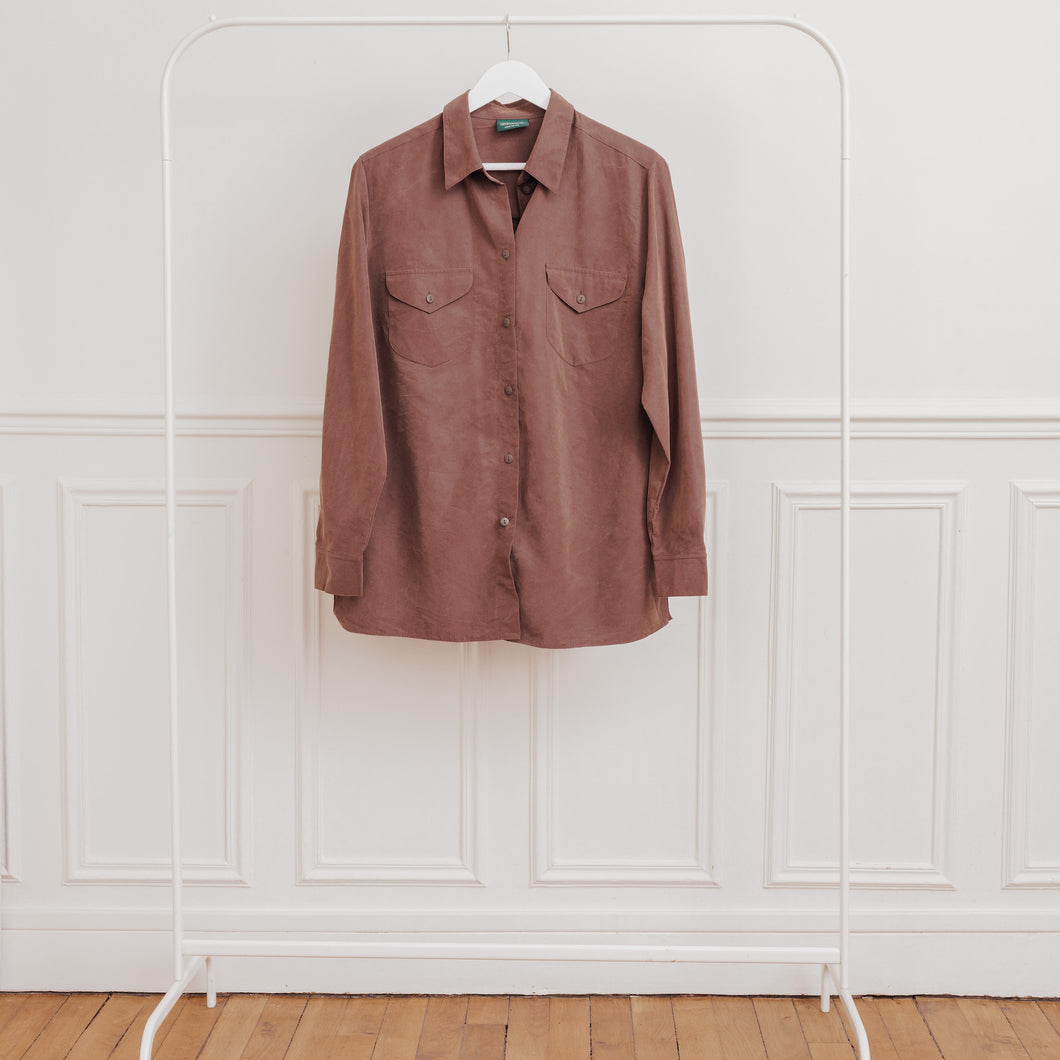 usure studio  - chemise surchemise oversize marron vintage 